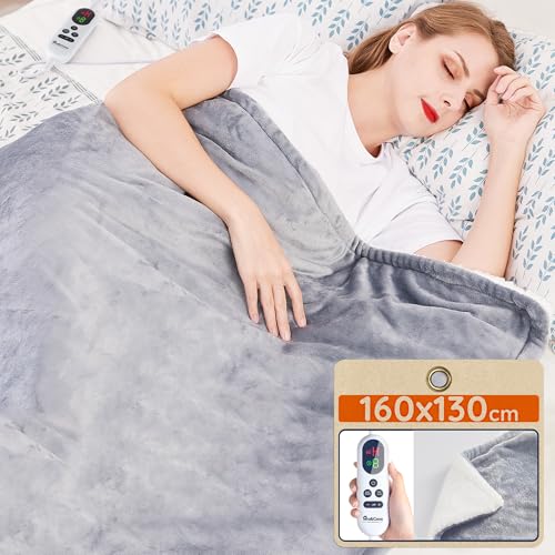 Mia&Coco Heizdecke mit Abschaltautomatik 160x130 cm, 10 Heizstufen, 9 Std. Auto-Off Timer, Überhitzungsschutz, maschinenwaschbar, elektrische Wärmedecke aus Flanell für Bett, Sofa & Wohnzimmer, Grau Mia&Coco Heizdecke mit Abschaltautomatik 160x130 cm, 10 Heizstufen, 9 Std. Auto-Off Timer, Überhitzungsschutz, maschinenwaschbar, elektrische Wärmedecke aus Flanell für Bett, Sofa & Wohnzimmer, Grau