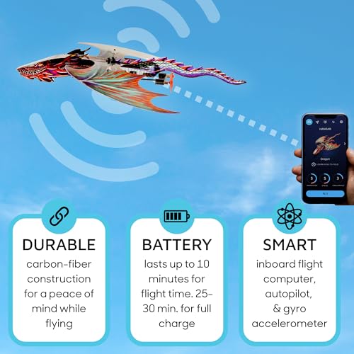Image of POWERUP 4.0 Dragon Paper Airplane Kit Smartphone App Controlled RC Plane | Easy to Fly With Autopilot and Gyro Stabilizer. Great Tech Gadget Gift for Hobbyist Pilots or Tinkerers. Durable Flight Build