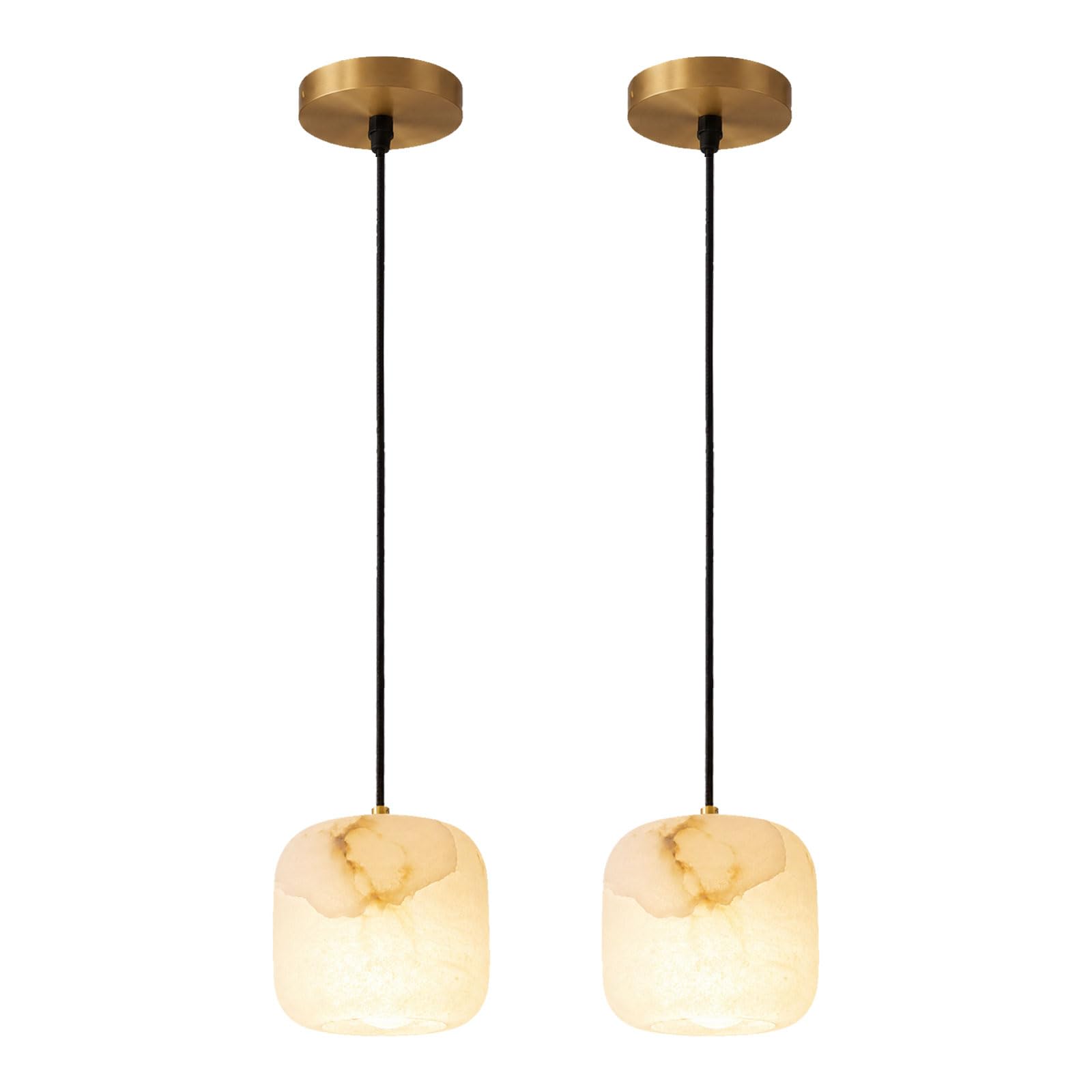 IOEDHW Spanish Alabaster Pendant Light Natural Marble Brass Hanging Light