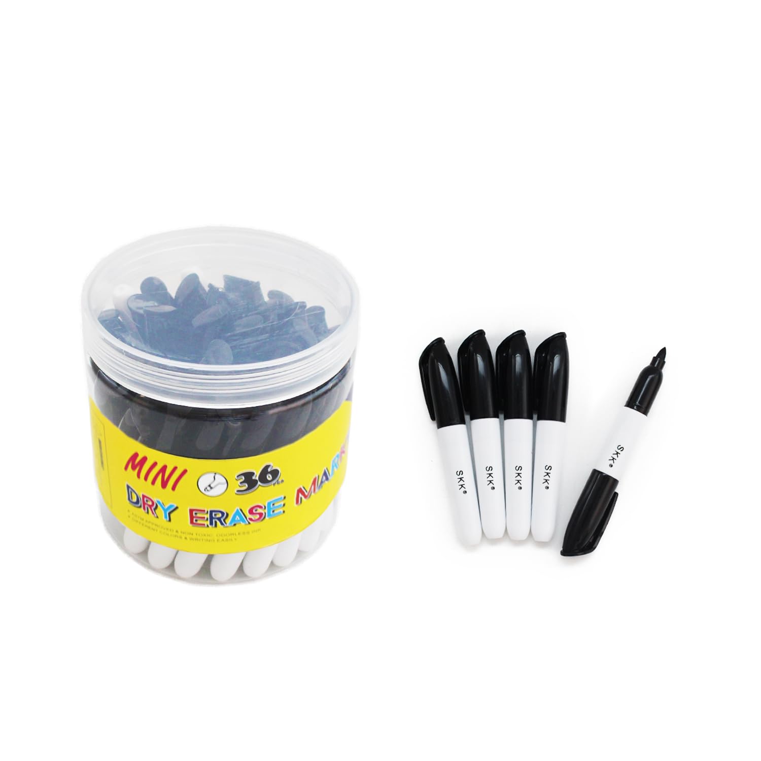 SKKSTATIONERY 36 Pcs Mini Dry Erase Markers, Whiteboard Markers, Marker Pens 3.5'', Black.