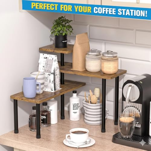 Image of Rellon Industries 3 Tier Spice Rack for Kitchen Counter Top Organizer Shelf Storage Rack,Container Rack, Space Saving,Bathroom Shelves (A2)
