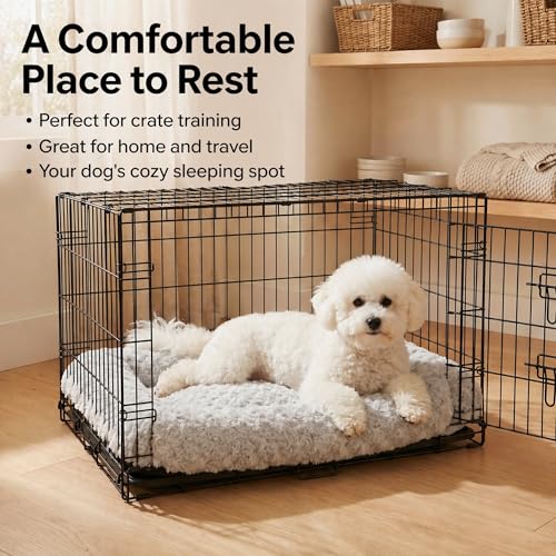Image of Dog Crate Pad for Crate /Floor /Car for Small Dogs Washable | Non-Slip Dogs Pad for Crate,Soft Fluffy Dog Crate Pad,24 inchx18 inch Gray