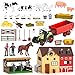 Pupu Pig Farm Animals Barn House Toys - Kids Tractor Toy with Lights & Sound, Horse Stable, Cowshed, Chicken Fence, Animal, Farm Accessories, Easter Birthday Gifts for Boys Toddlers Ages 3+