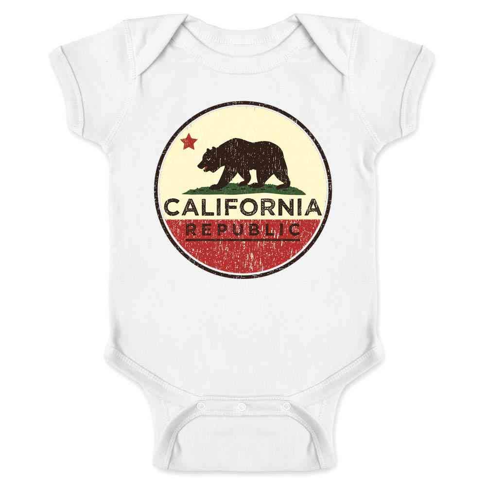 Pop Threads California Republic Flag Bear Retro Infant Baby Boy Girl Bodysuit White 12M