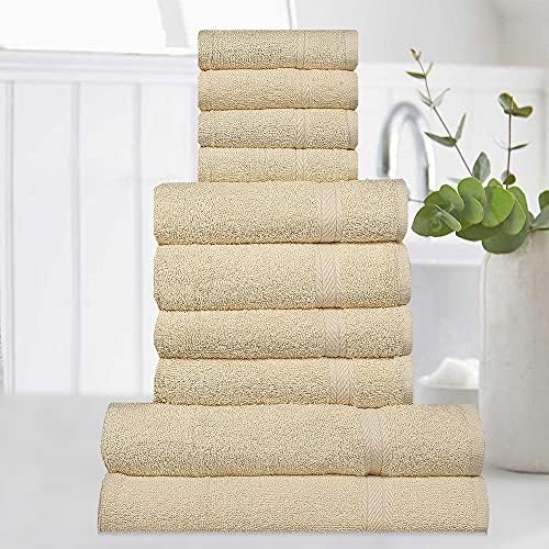 SOFTEX Pure 10 PCS TOWEL BALE SET 100% EGYPTIAN COTTON SOFT FACE HAND BATH BATHROOM TOWELS (SILVER)