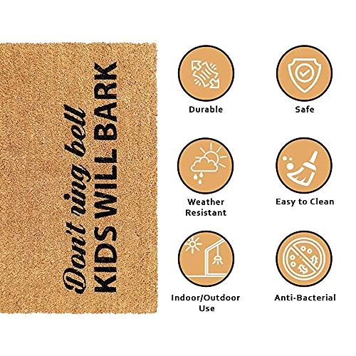 Image of Onlymat inchDon't Ring Bell Funny Printed Doormat (Black /Brown), Anti-Slip Coir with PVC Backing (75x45cm) - Rectangular Rug for Entryway, Outdoor, Home, Door, Floor, Hall & Living Room Use.