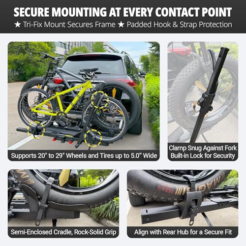 Image of TrailV2 Plus Ebike Rack with Ramp 170 lb 2-Bike Rack Hitch Mount Heavy Duty