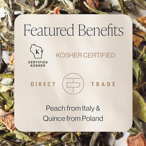 Image of Rishi Tea Peach Blossom White Organic Loose Leaf Tea, 8.81oz | Delicate Peach Blossom White Tea Blend, Naturally Sweet and Floral, Sustainable, 32+ Servings