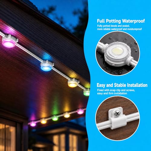 Luces exteriores inteligentes RGB 100FT impermeables miniatura 3