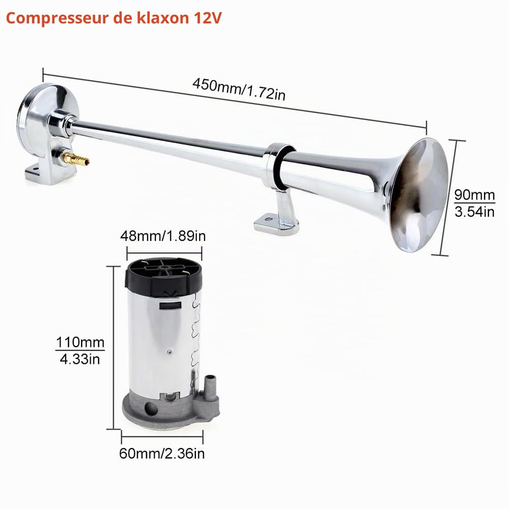NEWFUN Klaxon Camion 12v, Tracteur, pour Voiture Camion Voiture Tricycle Bateau Train Etc