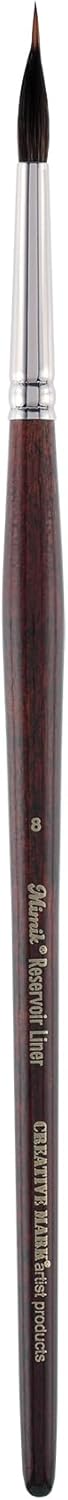 Creative Mark Mimik Reservoir Synthetic Kolinsky and Squirrel Liner Brushes - Wet Media Reservoir Brush for Paint, Acrylics, Watercolors Ideal for Artists, Calligraphers - Size #8