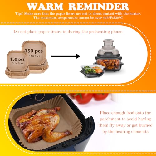 Image of WMKGG 300PCS Air Fryer Liners for Ninja Crispi,4 QT&6 Cup Parchment Paper | Air Fryer Accessories for Ninja Crispi 4-in-1 Portable Glass Air Fryer Cooking System