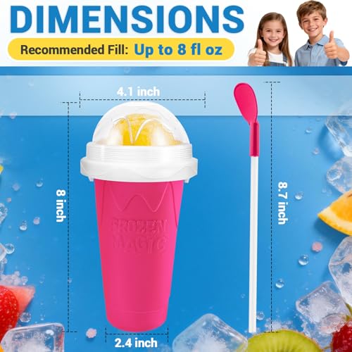 Image of FANS-ONE Slushie Cup, DIY Magic Slushy Maker Cup, Cool Stuff Things Gadgets for Juices Milk Yogurt Ice Cream Make, Quick Frozen Slushy Cups with Lids & Straw for Boys Girls Teens Kids, Pink