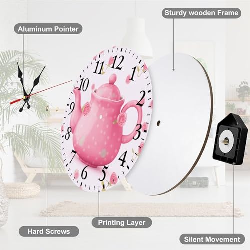 Reloj de pared decorativo madera 10 pulgadas silencioso miniatura 5