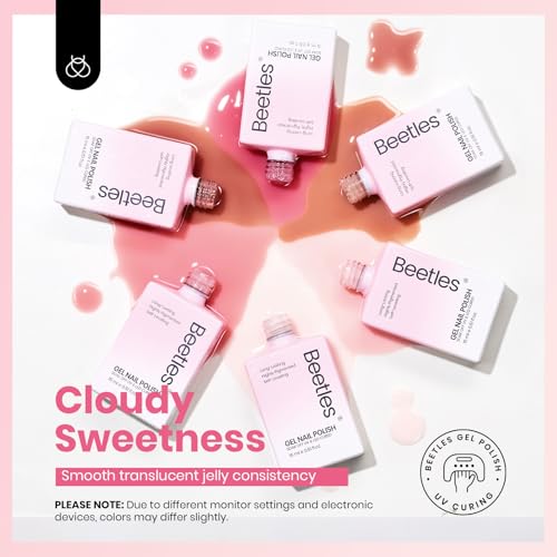 Image of Beetles Jelly Gel Nail Polish Set - 6 Colors 15ML Full Size Full Size HEMA-Free Nude Pink Brown Milky White Sheer Gel Polish Kit Translucent Effect Soak Off UV Colorful Bottle Gel Gift for Women