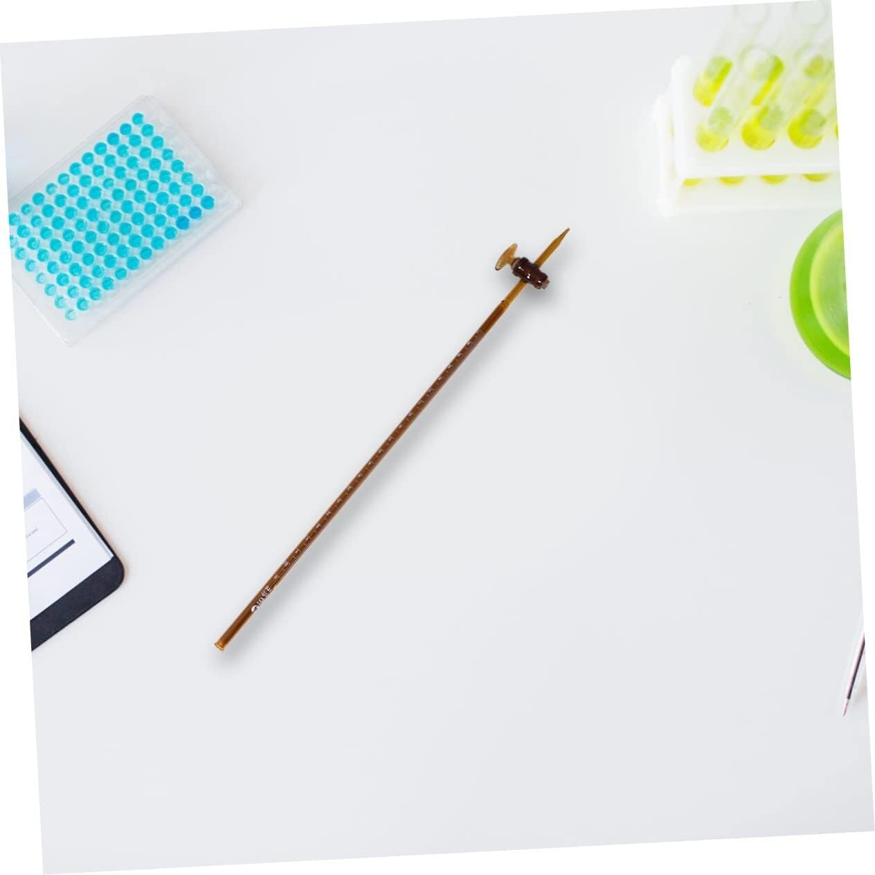 Bureta de Vidrio Borosilicato - Herramienta de Titulación de Laboratorio, Fácil de Usar & Duradera(Brown,5pcs,10ml)