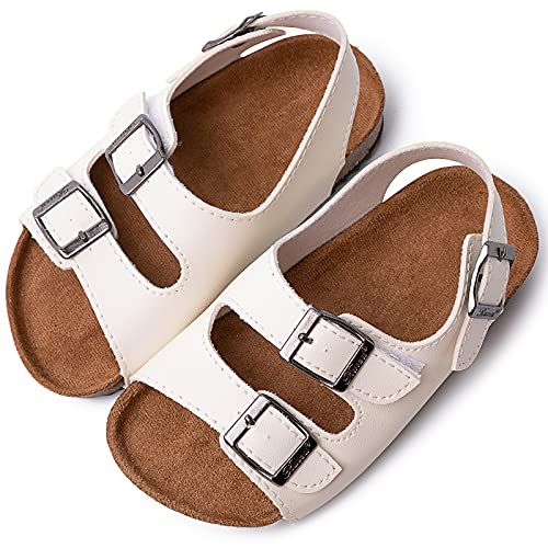 Techcity Boys Girls Slide Sandals Soft Cork Footbed Flat Sandals Leather Summer Shoes For Toddler Little Kids Adjustable Strap Slippers thumb #3