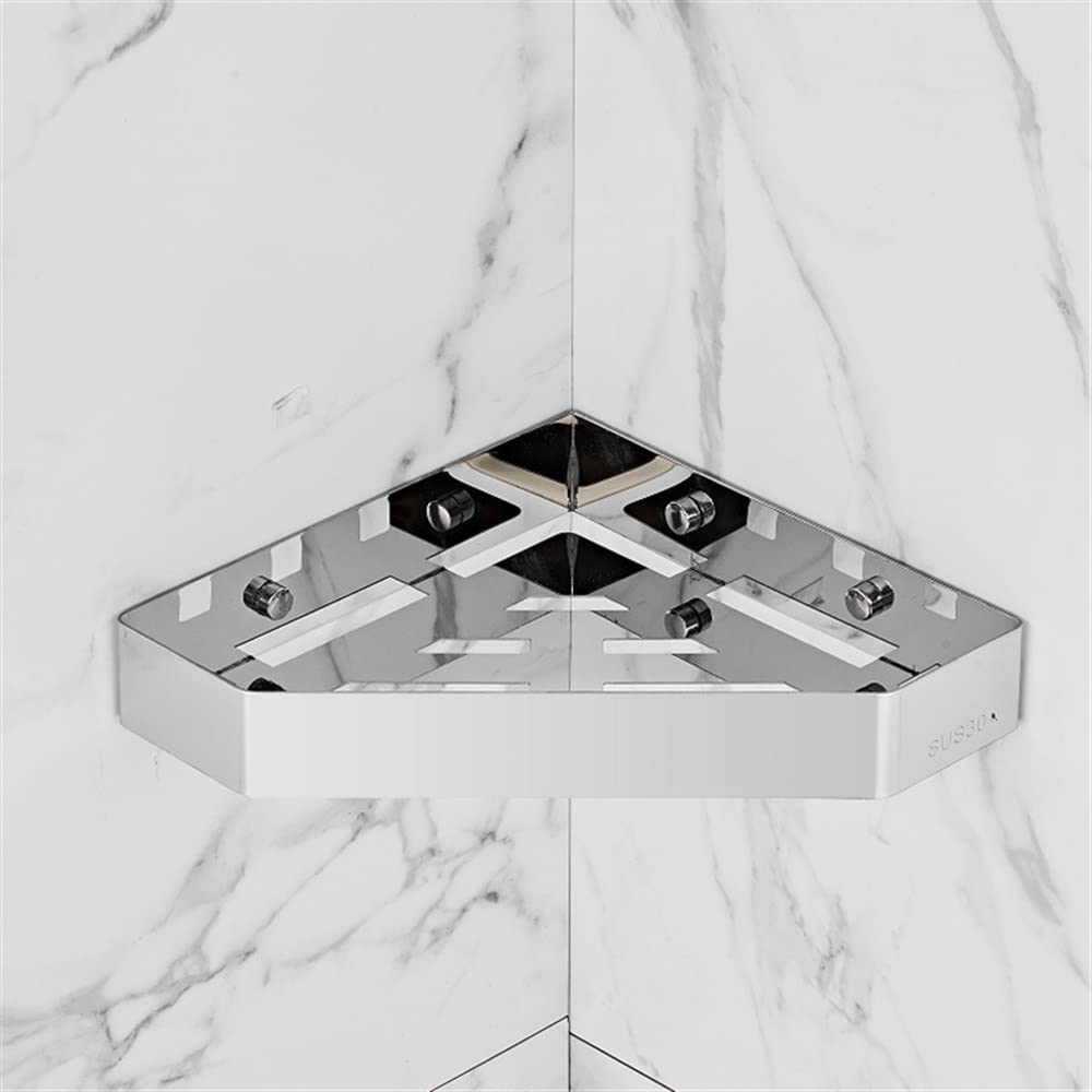 SaryEdge Corner Shower Caddy Bathroom Shelf Chrome Stainless Steel Shampoo Storage Rack Wall Mounted Kitchen Shelves Spice,