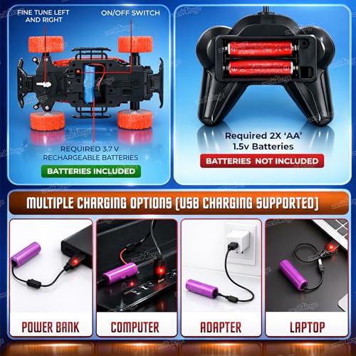 Image of Zest 4 Toyz Remote Control Car Toy for Kids Adults | Off-Road Monster Truck Climbing Racing Car | Mist Spray Effect | Drift RC Car | Rechargeable | USB Cable | LED Lights | Birthday Gift