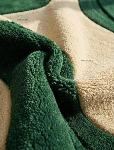 Image of Hand Tufted Wool Rug 6x8 Ft - Modern Irregular Shape Aesthetic Carpet, 1 Inch Thick Pile, Anti-Skid Backing, Soft Handmade Woolen Area Rug for Living Room, Bedroom, Hall Decor