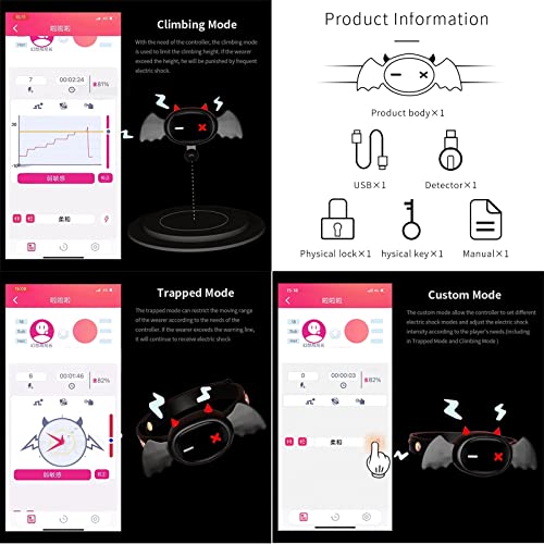 Xuomt Kleiner Teufel Kragen APP Fernbedienung Zurückhaltung SM Hals Elektrische Schock Kragen Slave Kragen Fetish Paare Spiel Flirt SM Halsband Schloss Halsbänder Sex Spielzeug für Männer Frauen