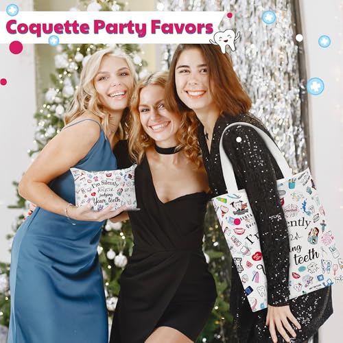 Image of Y1tvei Canvas Bags Gifts, Tote Bag with Makeup Pouch, Birthday Party Favors