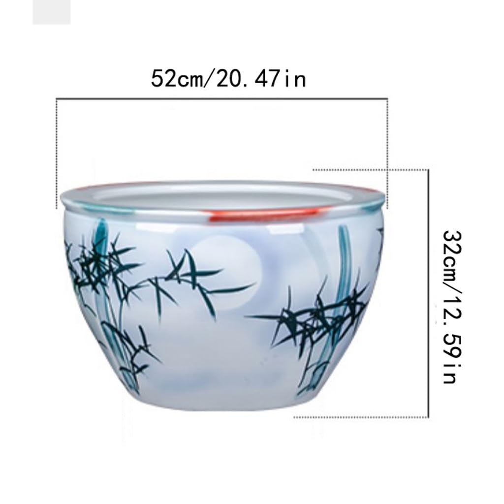 Aquarium Peint à la Main en céramique Cour extérieure Jardin Aquarium Balcon nénuphar Lotus réservoir décoration intérieure Ornements Petit Aquarium (Size : 52cm)