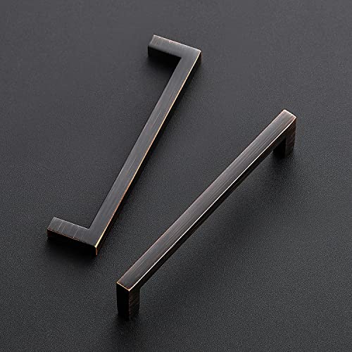 Image of Ravinte Oil Rubbed Bronze Cabinet Handles Slim Cabinet Pulls 5 Inch 20 Pack | Slim Square Bar Grip, Smooth Drawer Pull Feel, Kitchen Cabinet Update, For Cupboards, Dressers, Drawers, Hardware Projects