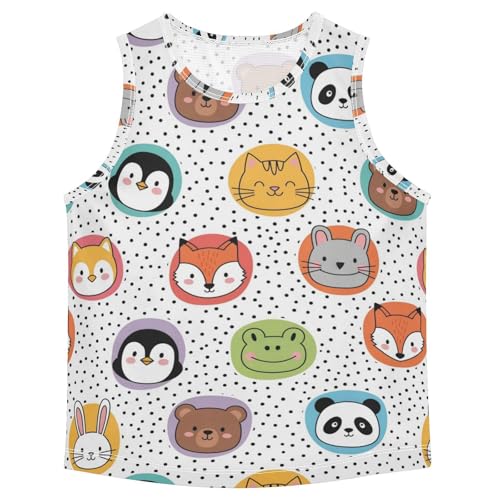 J JOYSAY Penguin Rabbit Cat Panda Boys Tank Top Sleeveless Muscle Shirts Quick Dry Workout Active Sport Kids T-Shirts 3-15T