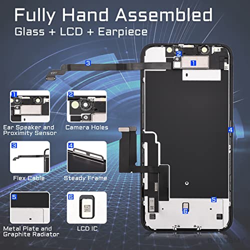 DGSCSMY for iPhone XR Screen Replacement with Front Speaker Proximity Sensor 6.1\" 3D Touch LCD Display Digitizer Full Assembly Front Glass Fix Tools Repair kit for A1984 A2105 A2106 A2107 A2108