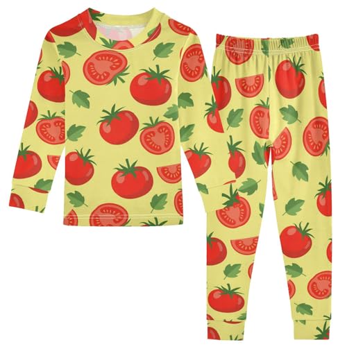 Pajama Sets Long Sleeve Tomato Slice Leaf Pattern Soft Comfy Sleepwear 2 Piece PJS 3-8T