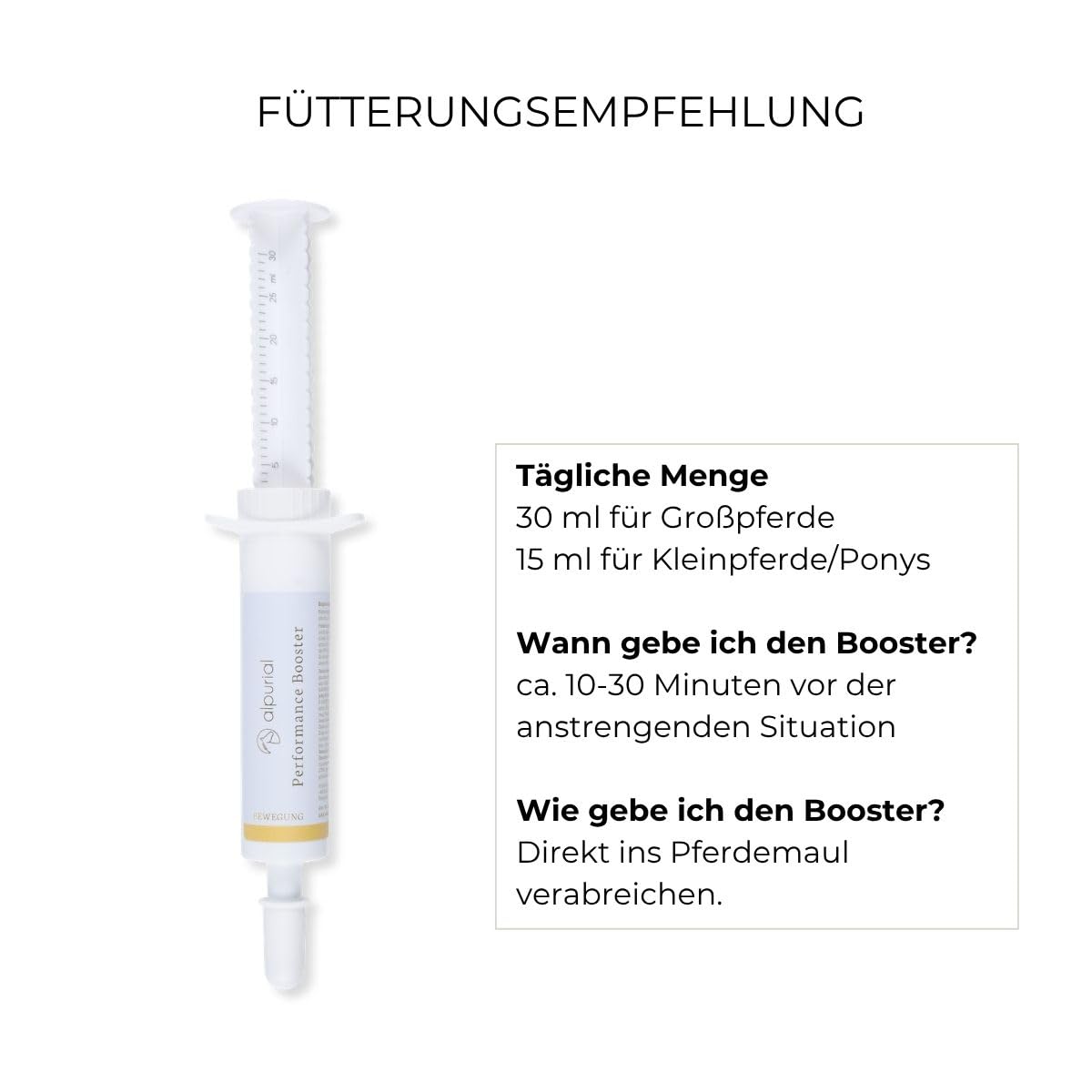 Performance Booster - Ergänzungsfuttermittel für Pferde - Paste für intensives Training, Turniere & hohe Belastung - mit B-Vitaminen, Vitamin E, Lysin & Methionin - ADMR-konform (3 x 30 ml)