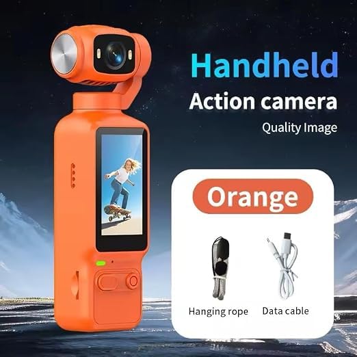Image of smars Pocket Handheld Camera 4K, Compact and Portable, for Action and Outdoor Use | 3- Axis Stablization | Vlogging Camera for Travel and Content Creation |
