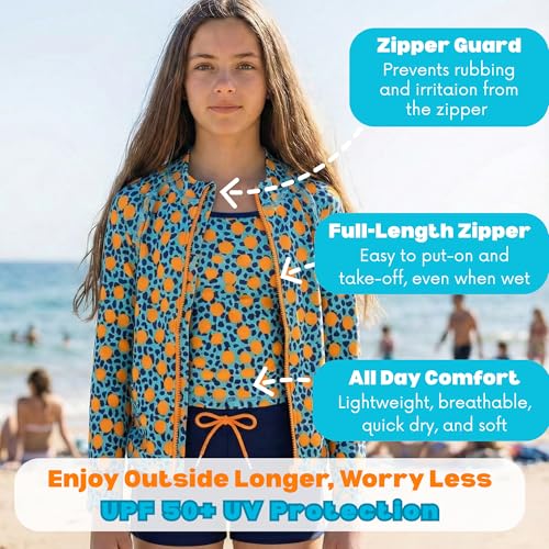 Image of SwimZip Girls' 3 Pc Swim Set w /Long Sleeve Rash Guard, Tankini & Shorts UPF 50+