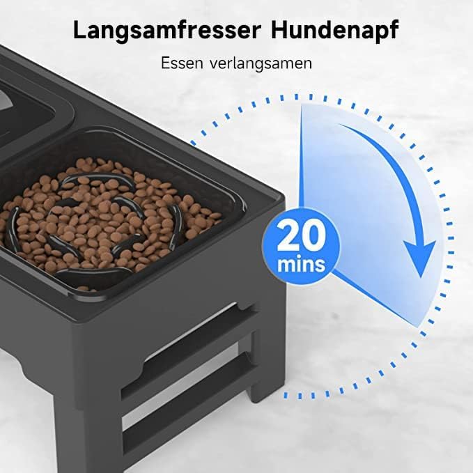 ELS PET Erhöhter Hundenapf: 2-in-1 Auslaufsicher Faltbarer Wassernapf & Edelstahl Napf mit 4 Höhenverstellbarer Napfständer für Große Mittelgroße Kleine Hunde & Haustiere zu Hause