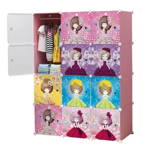 Image of KRISHYAM 12 Box Collapsible Plastic Cupboard for Storage, Plastic Soft Sheet Wardrobe Cabinet for Storage, Almirah for Clothes Storage Cabinet Storage Rack (Barbie Print)