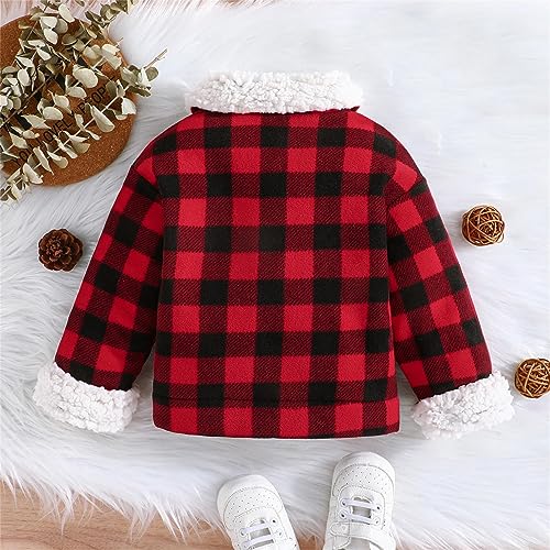 Toddler Boys Girls Shirt Coat Jacket Long Sleeve Kids Plaid Turn Down Collar Button Tops Outwear Winter Coat3