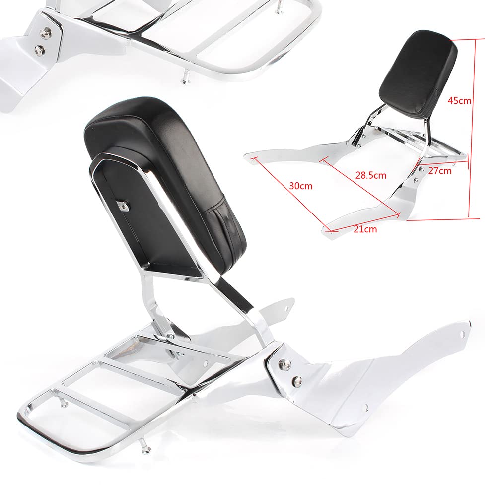 SIKUAI Sissy Bar Sissy Bar Sedile Posteriore Sedile Passeggero Schienale Pad con Portapacchi per Yamaha Vstar 400/650 Dragstar 400/650 Classic 1998-2014