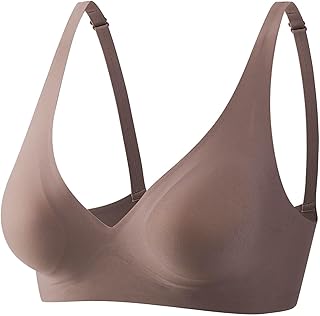 2025 - Cómodo sujetador de mujer para el ocio en el hogar, doble gancho, cuello en V, diseño, color puro, ropa interior sin costuras, conjunto negro para mujer portátil durante todo el año