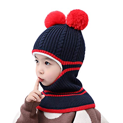 Baby Boys Girls Winter Hats Warm Cozy Knitted Scarf Earflap Beanie Fleece Lining Caps4
