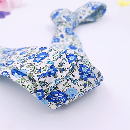 Image of Mantieqingway Men's Cotton Floral Neck Tie 2.56'' Printed Skinny Tie