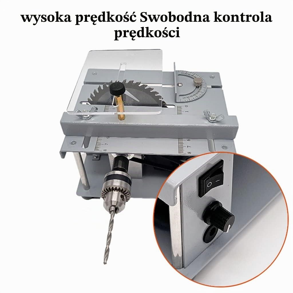 Przenośna piła stołowa – elektryczne narzędzie tnące do obróbki drewna i użytku wewnątrz (19 x 16,5 x 10 cm)