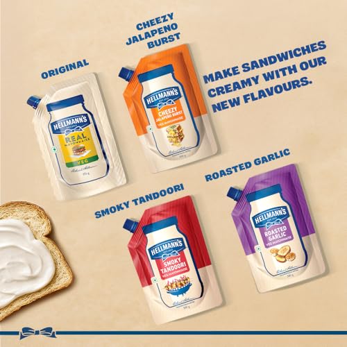 Image of Hellmann's Veg Mayonnaise, 250 g, for Creamy Delicious Meals, 100% Vegetarian, World's No. 1 Mayonnaise Brand