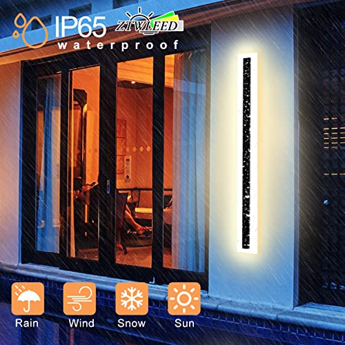 ZTWLEED LED Outdoor Wall Lights,16W Dimmable Wall Lamp with Remote Control,3000K/4000K/6000K,Waterproof Exterior Acrylic Long Outdoor Wall Light for Garden Villa Porch Terraces Garage,80CM - Image 2