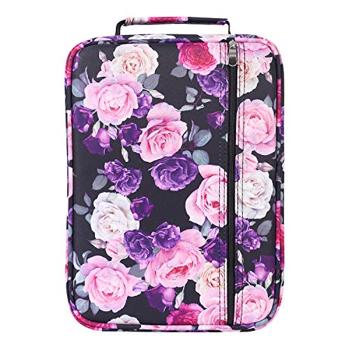 Image of Pencil Case Slot Holds 270 to 274 Colored Pencils or 180 to184 Color Gel Pens with Zipper Closure Large Capacity Nylon Pen Organizer for Artist Purple Rose