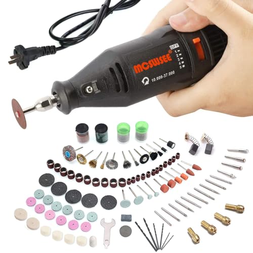 Corte Y Pulido, Tools MCSWSEE Herramienta Rotativa, Kit de 147 Accesorios para Herramienta Rotativa de 6 Archivos Ajustables, Juego de Taladro de Mano Eléctrico para Fundición de...