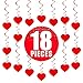 KatchOn, Red Hanging Heart Decorations - Pack of 18, No DIY | Red Foil Heart Swirls Decorations for Hanging Hearts Decorations | Romantic Decorations Special Night | Happy Anniversary Decorations
