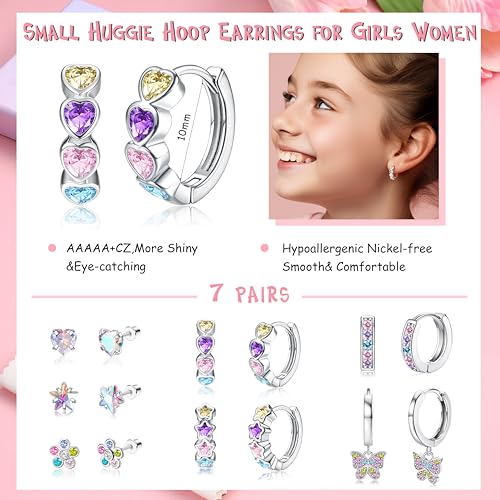 Hypoallergenic Earrings for Girls Women Surgical Stainless Steel Screw Back Earrings Hoop Earring for Sensitive Ears Cute Kids Toddler Earring Jewelry3