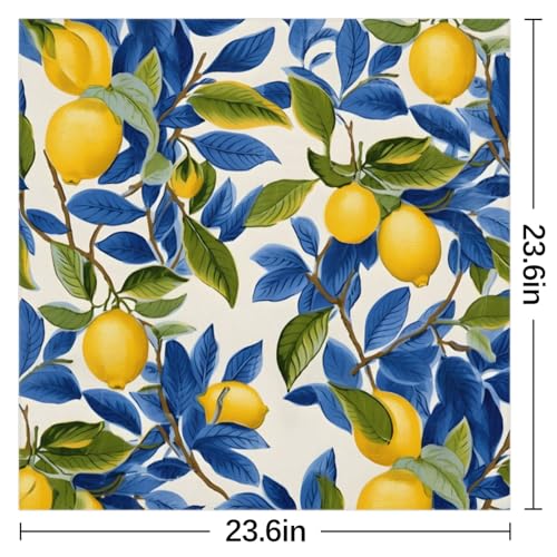 Summer Lemon Leaves Silk Scarf for Women 23.6x23.6" Satin Head Scarf2