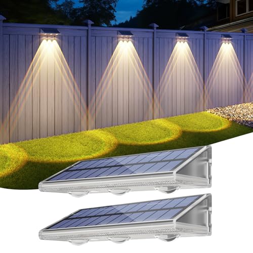 YiLaie Lampe Solaire Exterieur Applique, LED lumiere Murale Jardin 2000mAh- IP67 Étanche Avec 3000K/6500K/4500K-Applique Solaire Extérieure Pour Clôture...